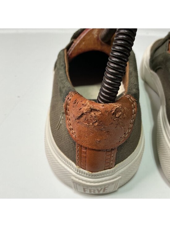 Frye Men\'s Brown Canvas Slip-On Shoes With Leather Accents Casual Style Size 7.5 main image 5